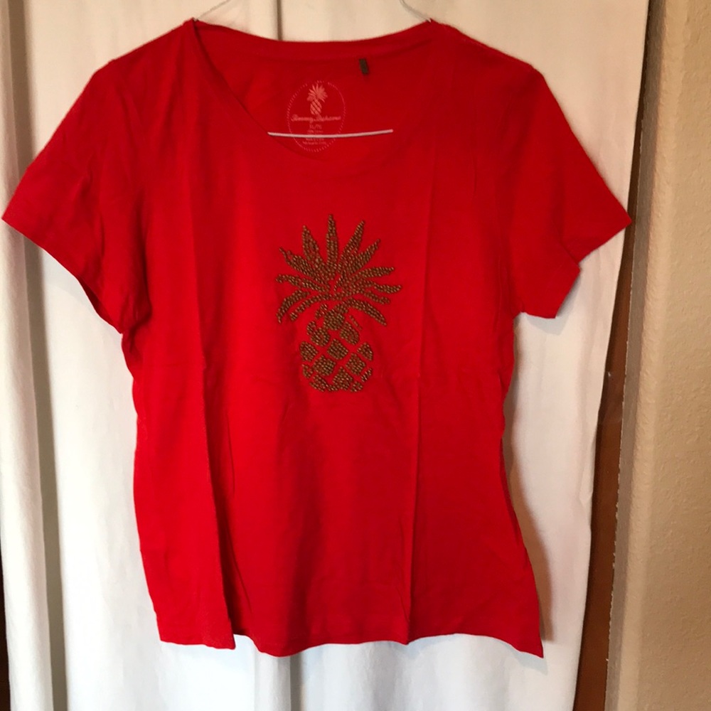 Tommy Bahama orange with pineapple design T-shirt